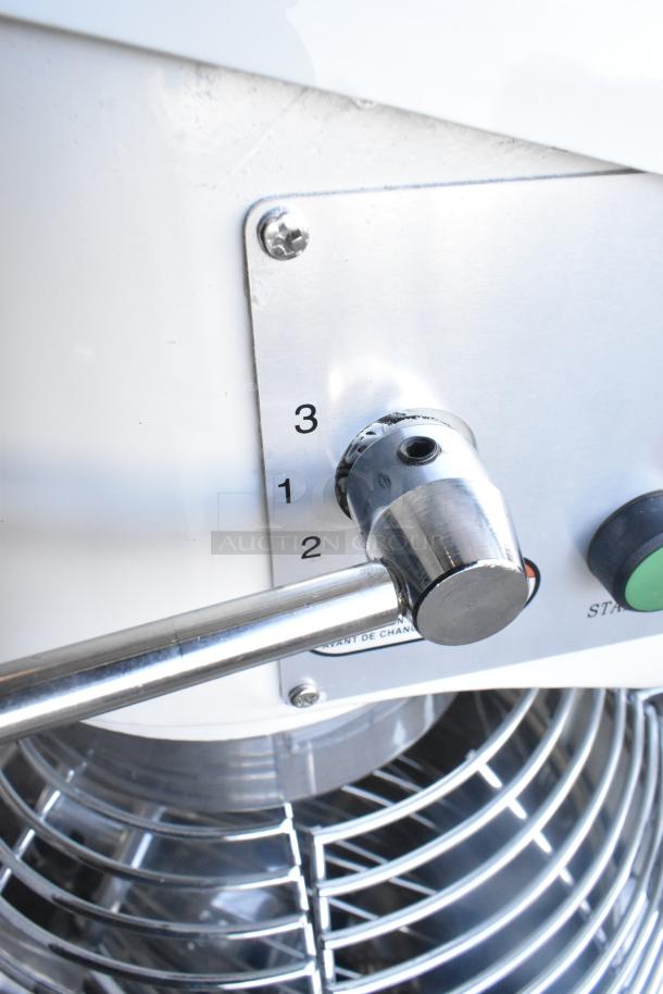 2024 Eurodib M40A 40 Quart Planetary Dough Mixer with metal bowl, bowl guard, dough hook, paddle, and whisk.