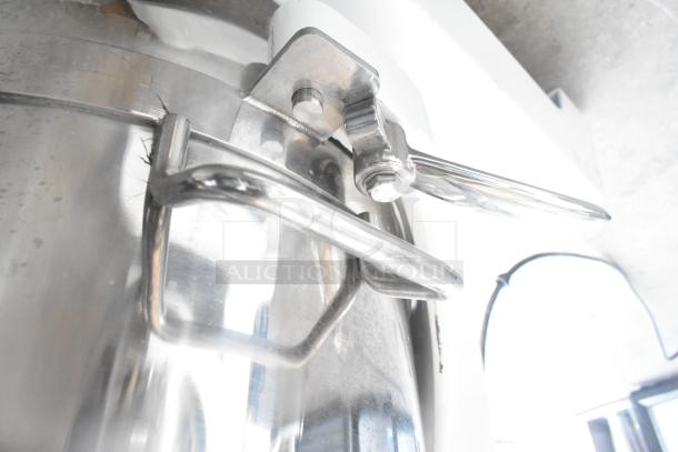 2024 Eurodib M40A Commercial 40 Quart Planetary Dough Mixer, close-up of metal bowl latch showing sturdy construction.
