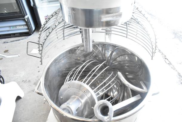 2024 Eurodib M40A 40 Quart Dough Mixer with metal bowl, bowl guard, dough hook, paddle, and whisk. Excellent condition.