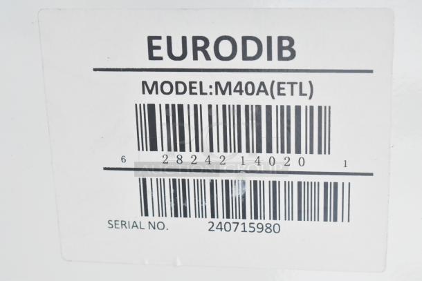 Eurodib M40A planetary dough mixer label, showing model number and serial number 240715980.