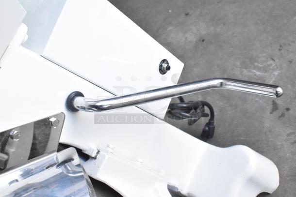 Eurodib M20A commercial dough mixer, 20-quart, metal bowl, bowl guard, dough hook, whisk, 120V, 1-phase, new condition.