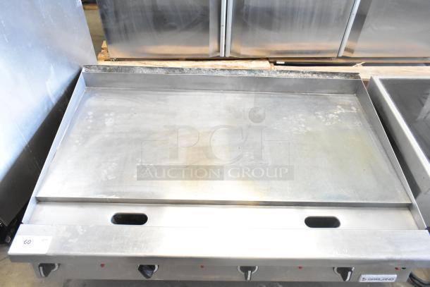 Garland Commercial Countertop Flat Top Griddle, stainless steel, used condition, visible controls, Garland branding.