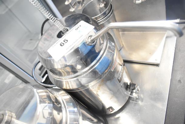 2 Server FSP countertop topping warmers, stainless steel, 120 volts, featuring spouts, visible serial label, used condition.