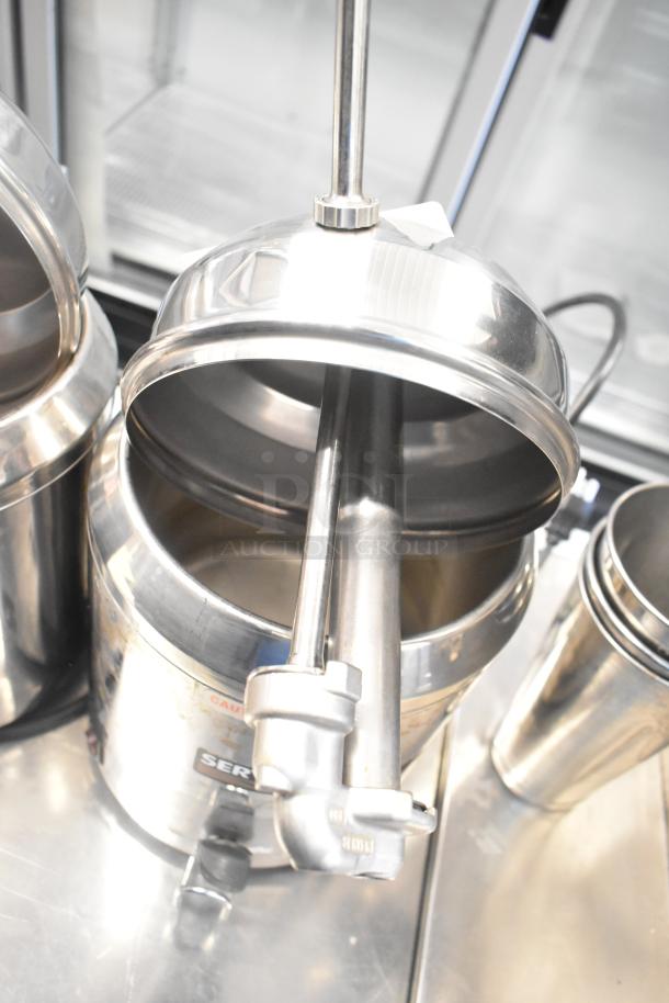 2 FSP commercial countertop topping warmers, stainless steel, 120 volts, 1 phase, visible "caution" and "Server" labels.