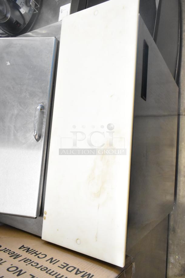 Delfield commercial sandwich prep table, model 4427N-6-DHL-BR2, mega top, stainless steel, on casters, 115V, good condition.