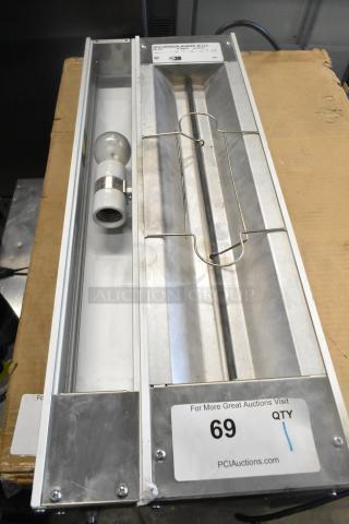 Hatco GRFFL Glo-ray Heat Strip Warmer, 120 Volts, 1 Phase, stainless steel, good condition, visible label and auction tag.