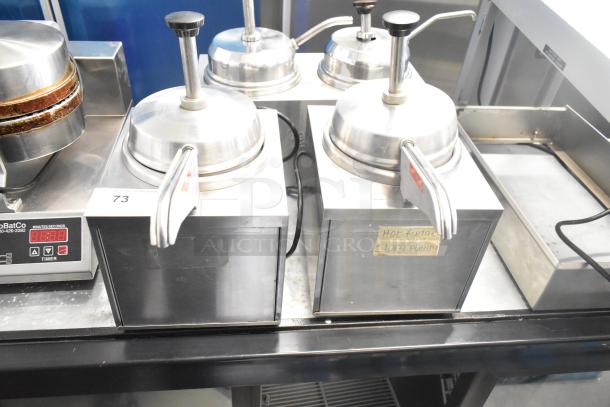 2 Star 3W countertop food warmers with pumps, stainless steel, 120 volts, 1 phase, model 3W, used condition.
