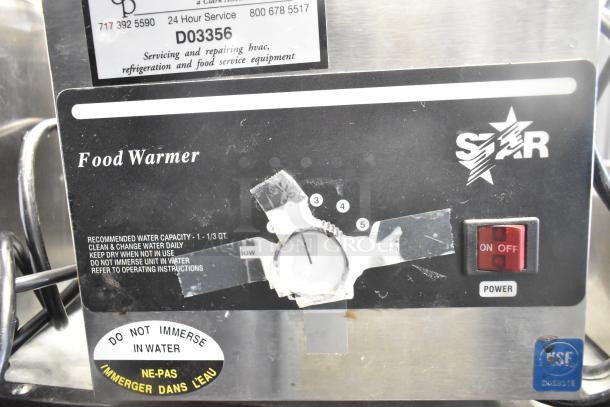 Star Model 3W Food Warmer with pump, countertop, 120 volts, phase 1, visible power switch, "Do Not Immerse" label.