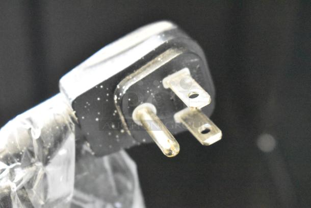 Close-up of a power plug for the 2019 Habco SE18 Commercial Single Door Reach In Cooler Merchandiser, 115 Volts, 1 Phase.