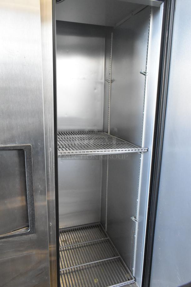 2021 True T-35-HC 2 Door Commercial Cooler, stainless steel, 115V, 1 Phase, interior shelving visible, excellent condition.