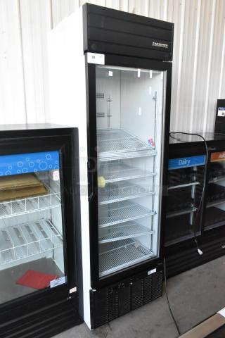 2019 Habco SE18 Commercial Cooler, single door, reach-in, 115V, good condition, visible interior shelves and external handle.