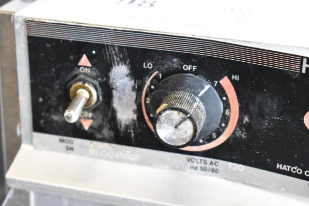 Hatco GRHW-42 Commercial Countertop Warming Station, 120V, with visible wear on control panel, featuring on/off switch and temperature dial.