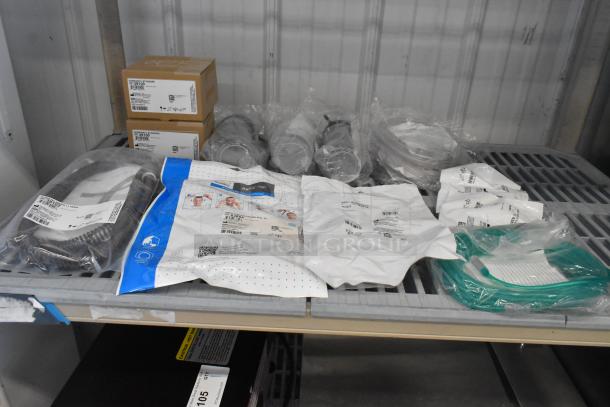 16 various CPAP supplies including Humidair11 39100, Climatelineair 11 39102, and Airfit P30I 63854 in packaging.