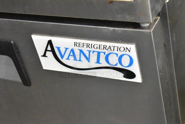 Avantco 178APT71HC Sandwich Salad Prep Table, mega top, with Bain Marie, on commercial casters. Features 115 volts, 1 phase.