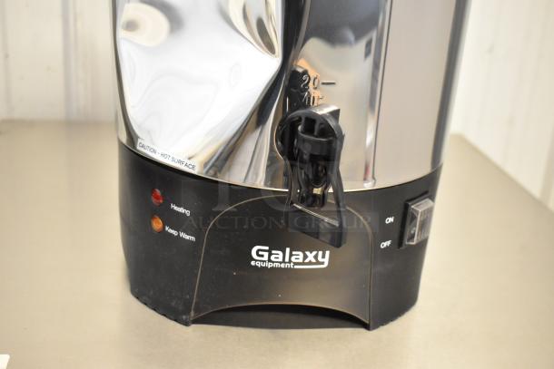 BRAND NEW Galaxy 177GCU100 100 Cup Stainless Steel Coffee Urn. Features on/off switch, heating and keep warm indicators.