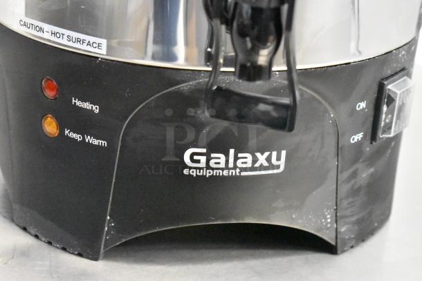 Brand new Galaxy 177GCU100 100 Cup stainless steel coffee urn. Features heating, keep warm lights. Scratch and dent.