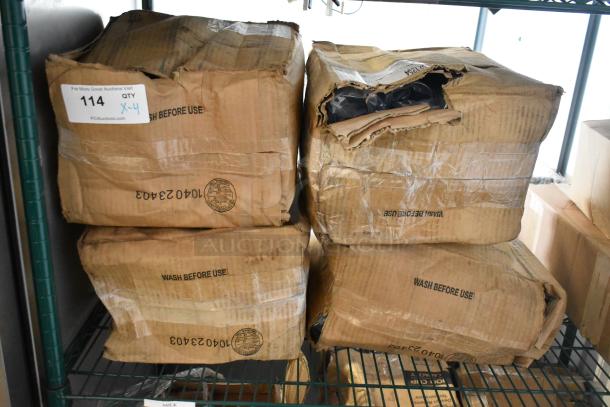 Damaged boxes of Carlisle 521254 stackable 12 oz. blue SAN plastic tumblers, new with visible dents and labels.