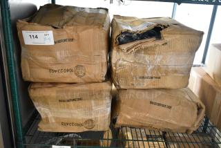 Damaged boxes of Carlisle 521254 stackable 12 oz. blue SAN plastic tumblers, new with visible dents and labels.