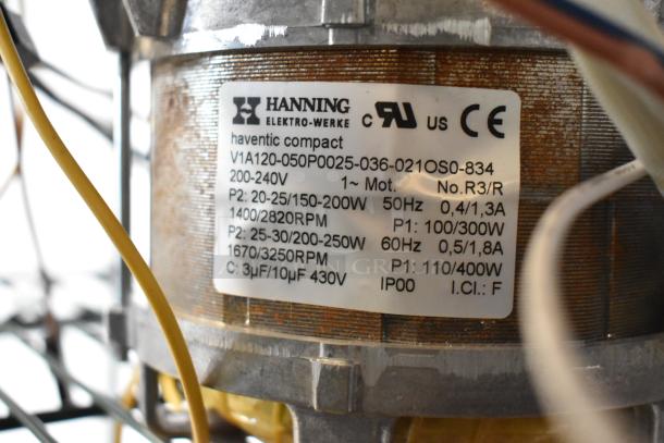 BRAND NEW Hanning V1A120 Haventic Compact Motor, 200-240V, 1 Phase, scratch and dent, detailed spec label visible.