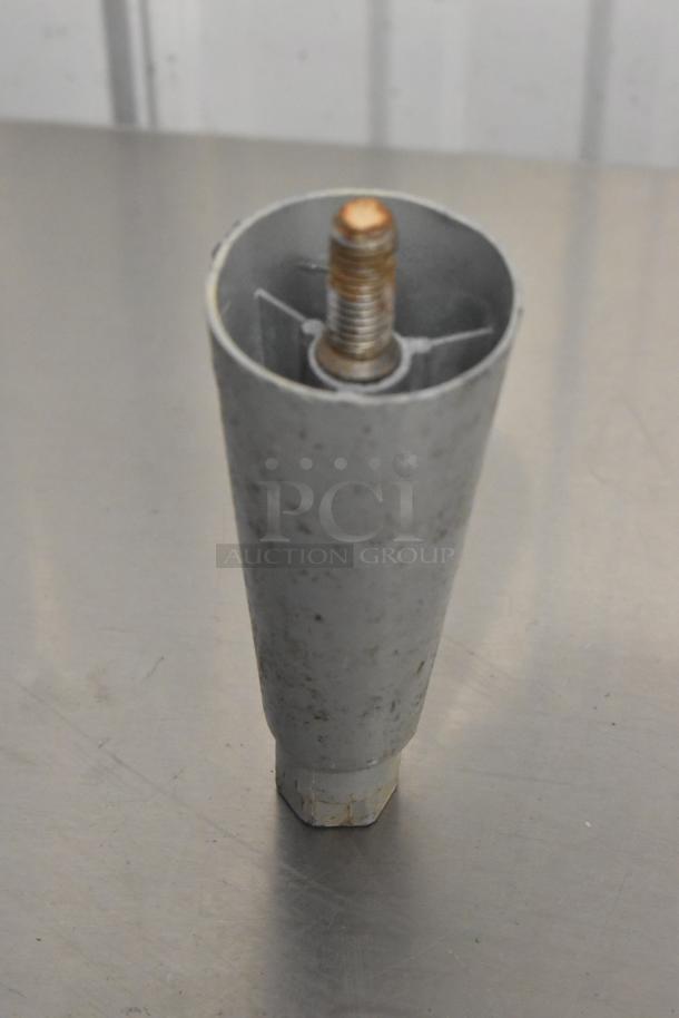 Metal leg component with threaded top, slightly worn condition, suitable for various applications. Part of a 14-item set.