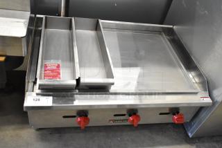 2024 Cookline CCB-36 grill, commercial countertop, natural gas, missing grates, 90,000 BTU, three red knobs, Cookline label.