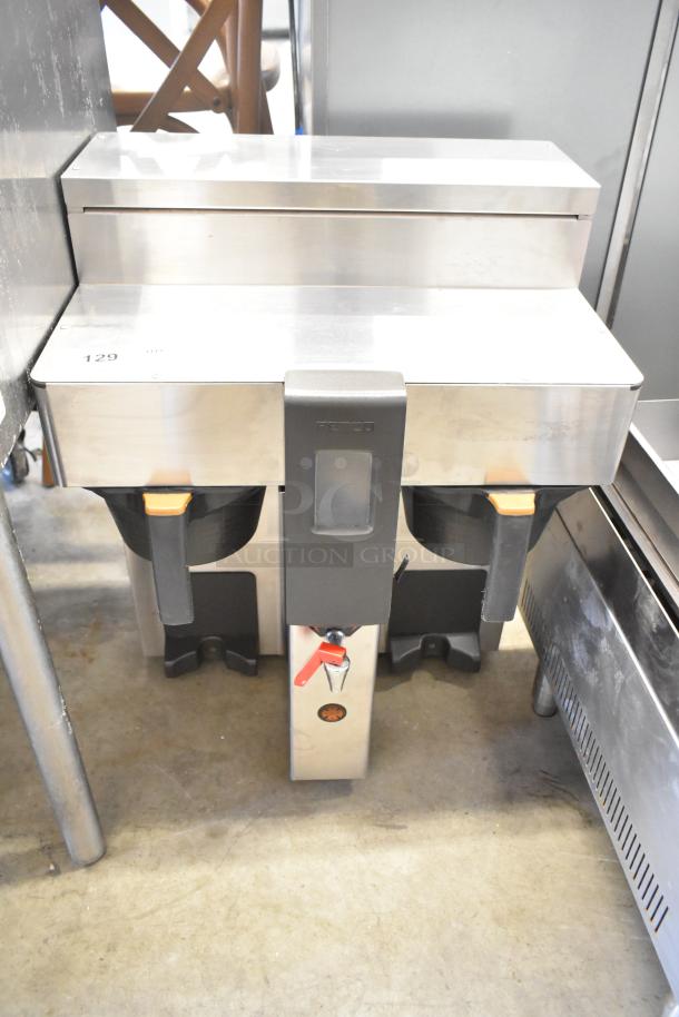 2017 Fetco CBS-2132-XTS commercial dual coffee machine with hot water dispenser, stainless steel, 200-240V, 1 Phase.