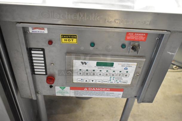 2022 Winston CollectraMatic LP46C32SJ Stainless Steel Electric Pressure Fryer, 208V, 1 Phase, control panel with warning labels.