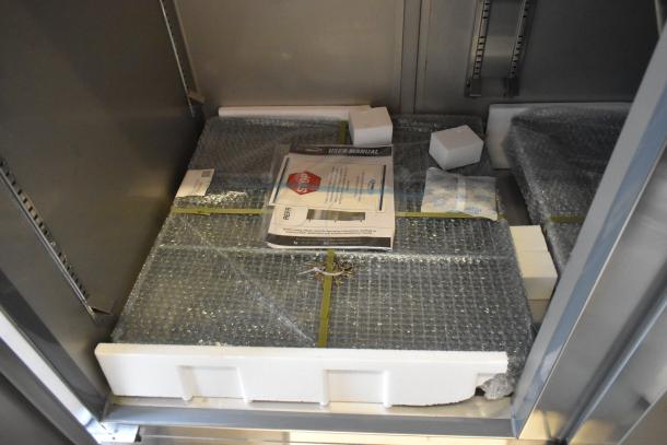 Brand new KoolMore RIF-3D-SS 3-door freezer, 115V, 1 phase. Includes user manual. Scratch and dent condition.
