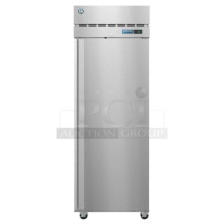 Brand new 2025 Hoshizaki R1A-FSL commercial reach-in cooler, single door, with commercial casters, 115V, 1 phase.
