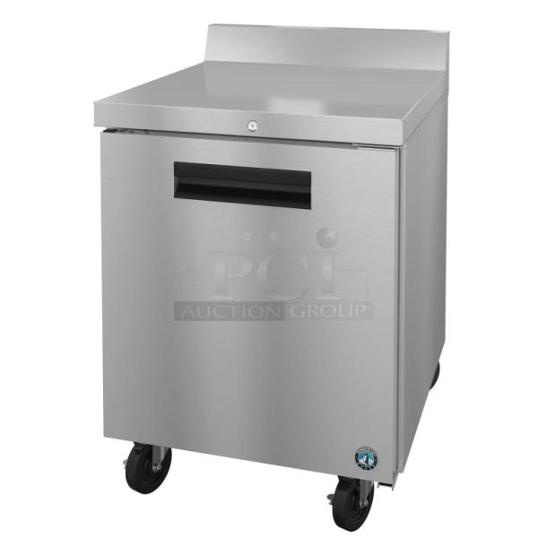 BRAND NEW 2026 Hoshizaki WR27B Work Top Cooler, stainless steel, single door, commercial casters, 115V, 1 phase.
