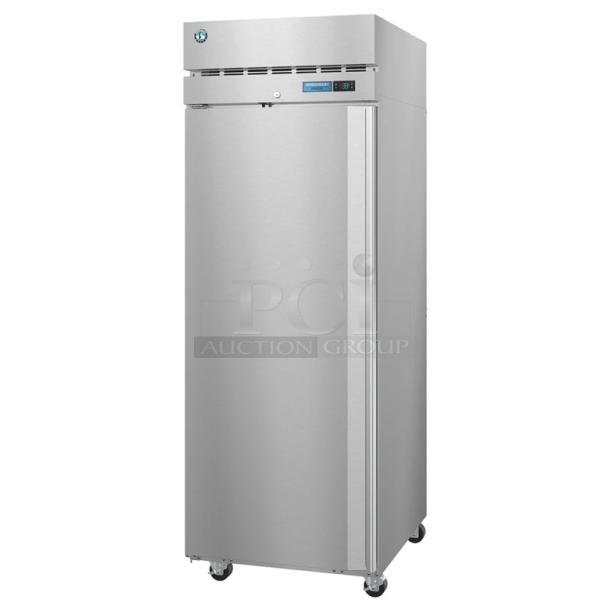 Brand new 2026 Hoshizaki F1A-FSL single door reach-in freezer, commercial casters, 115V, 1 phase, stainless steel.