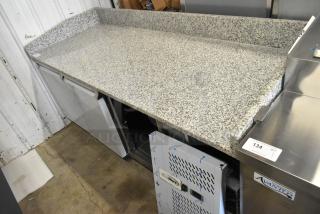 KoolMore KM-RPPS-3D79-GRT 3-door stainless steel cooler with granite countertop. New with scratch and crack in granite.