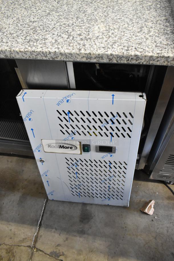 KoolMore KM-RPPS-3D79-GRT 3-Door Cooler, stainless steel, granite top with crack, on casters, 115V, 1 phase.