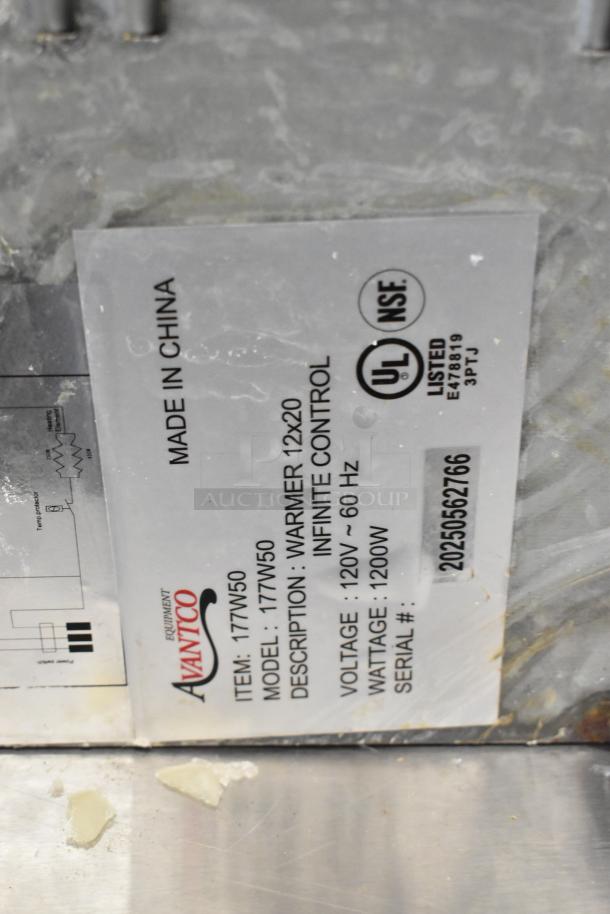Brand new Avantco 177W50 food warmer, 12"x20" size, electric, 120V, 1200W, scratch and dent condition. UL, NSF certified.