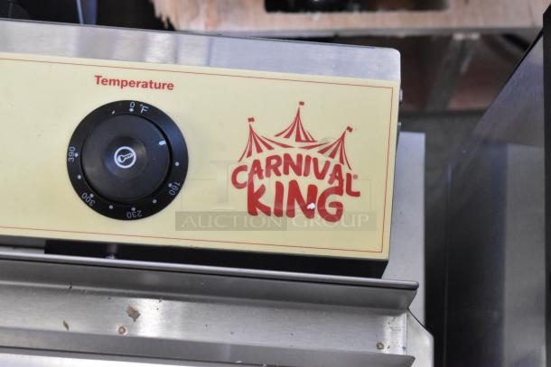 Carnival King 25 lb. Funnel Cake/Donut Fryer, new scratch and dent, 240V, 1 phase, temperature control visible.