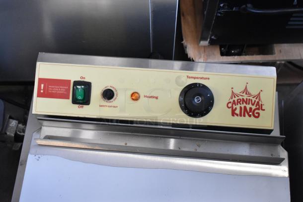 Carnival King funnel cake/donut fryer, 25 lb. capacity, 240V, 1 phase. New, scratch and dent. Markings: power, heating controls.