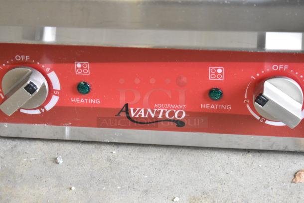 BRAND NEW Avantco 177CER400 4-burner French-style electric range, 208/240V, features control knobs and heating indicators.