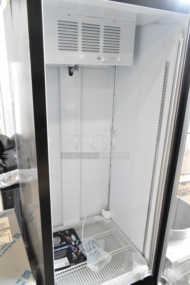 Beverage Air MMF12HC-1-B 24" black glass door merchandiser freezer, 11.9 cu. ft., 115V, scratch and dent condition.