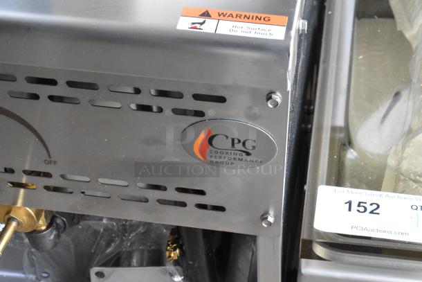 BRAND NEW SCRATCH AND DENT! CPG Liquid Propane Wok Range, Model 351WOKR16L, 16" Ring, 125,000 BTU. Hot surface warning label.