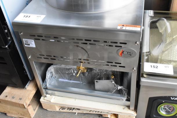 BRAND NEW CPG WOKR16L LP Wok Range, 16" Ring, 125,000 BTU. Stainless steel, labels visible, scratch and dent condition.