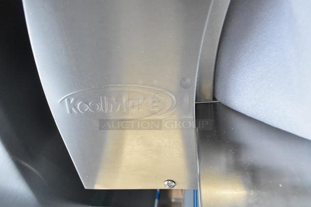 Brand new KoolMore receptacle with scratch and dent. Features durable metal construction. Logo embossed on the surface.