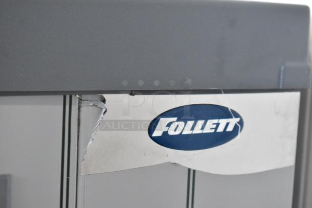 BRAND NEW Follett SG1650S-60 Upright Ice Storage Bin, 1660 lb, minor cosmetic damage, SmartGATE feature, logo visible.
