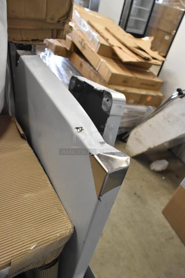 9 brand new Follett items, including bar stool, ice bin, and utility sink, with visible minor scratches and dents.