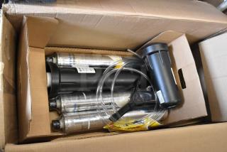Brand new Everpure EV9329-73 High Flow CSR Triple-7FC Water Filtration System, .5 Micron, 7.5 GPM, visible pre-filter, slight packaging dents.