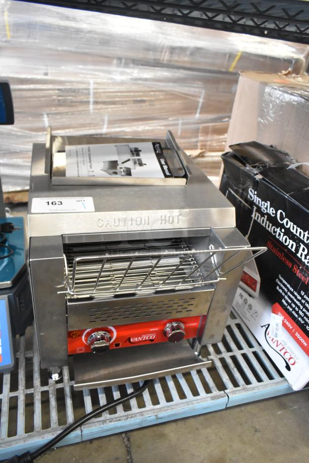 BRAND NEW Avantco 184T140 10" conveyor toaster, 3" opening, scratch and dent, 120V, 1 phase, "Caution Hot" label.