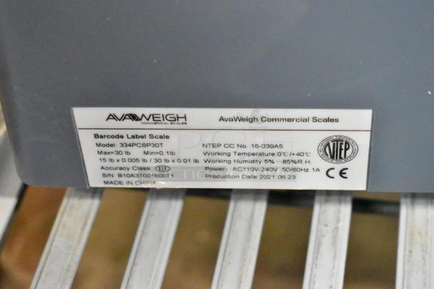 BRAND NEW AvaWeigh 334PCSP30T 30 lb. Digital WiFi Price Computing Scale with Thermal Label Printer and LCD Tower Display.