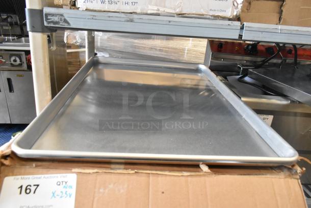 Alt text: Vollrath 5315 Wear-Ever full-size 18"x26" aluminum bun pan, new condition, open bead rim, NSF certified.