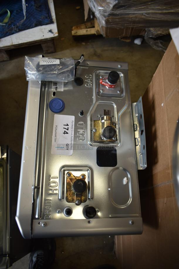 BRAND NEW Rinnai RX199iN tankless water heater, 199,000 BTU, wall-mounted, 11.0 GPM, natural gas/propane, item tag visible.