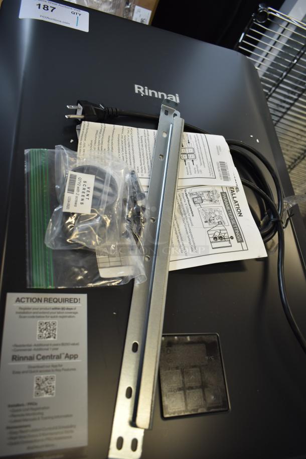 Brand new Rinnai CX199i tankless water heater, 199,000 BTU, 11.0 GPM, includes installation manual and hardware, minor scratches.