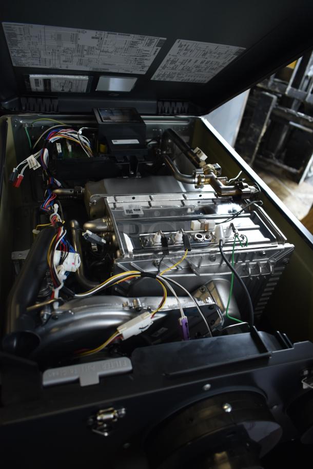 Brand new Rinnai CX199i tankless water heater, 120V, 199,000 BTU, 11.0 GPM, visible internal components, scratch and dent condition.